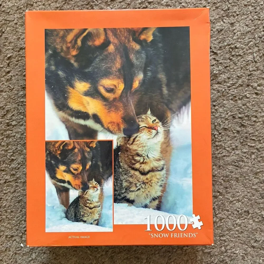 Lot of 5 Jigsaw Puzzles 1000 Pieces Cats Horses Wolf Carousel Horse Lighthouses